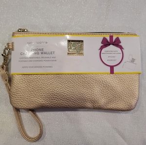 NWT Liz Claiborne Gold Wristlet with Portable Phone Charger